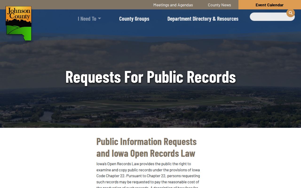 Johnson County request route for the Coralville residents directory