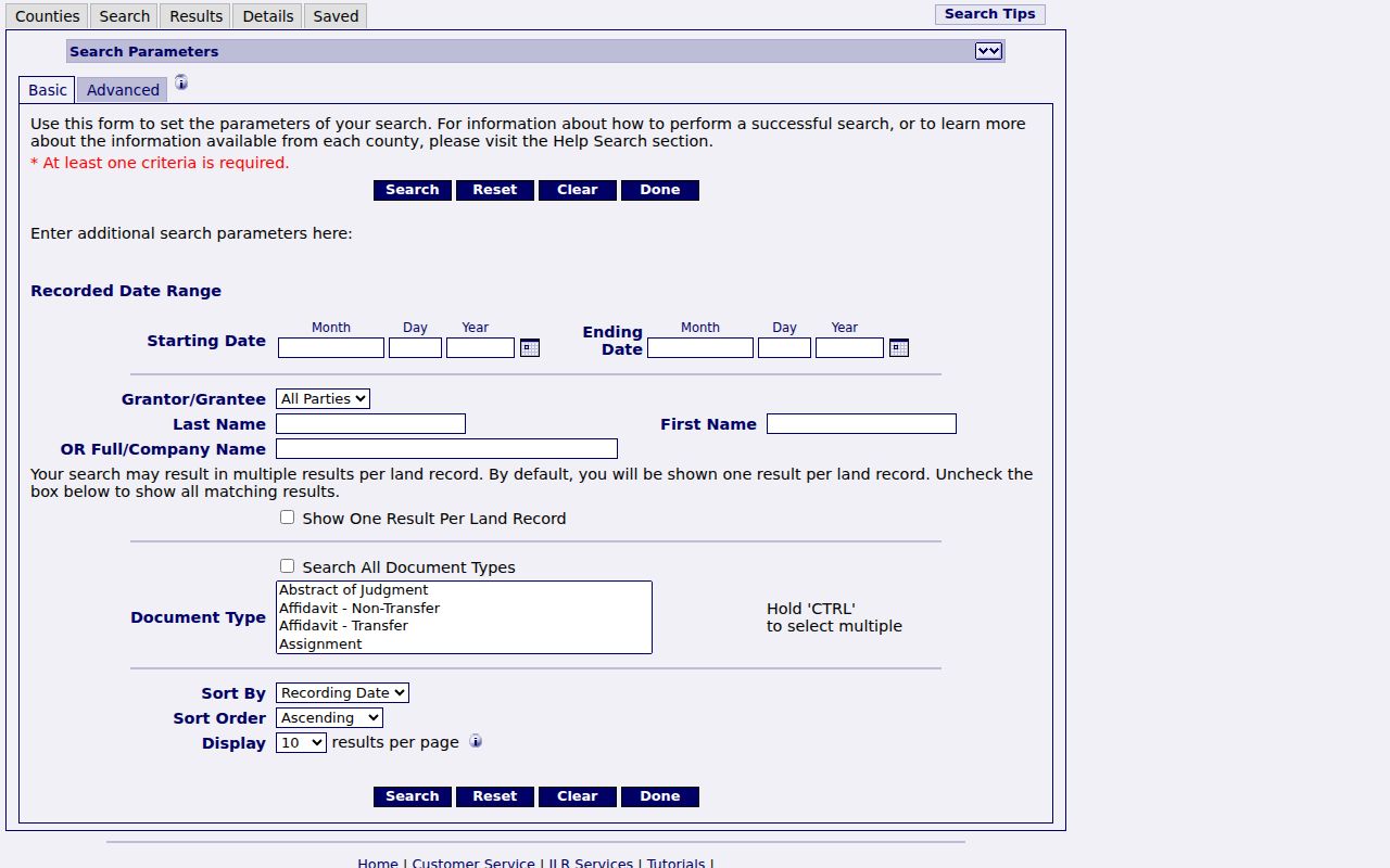 Iowa Land Records filters for a Coralville resident lookup